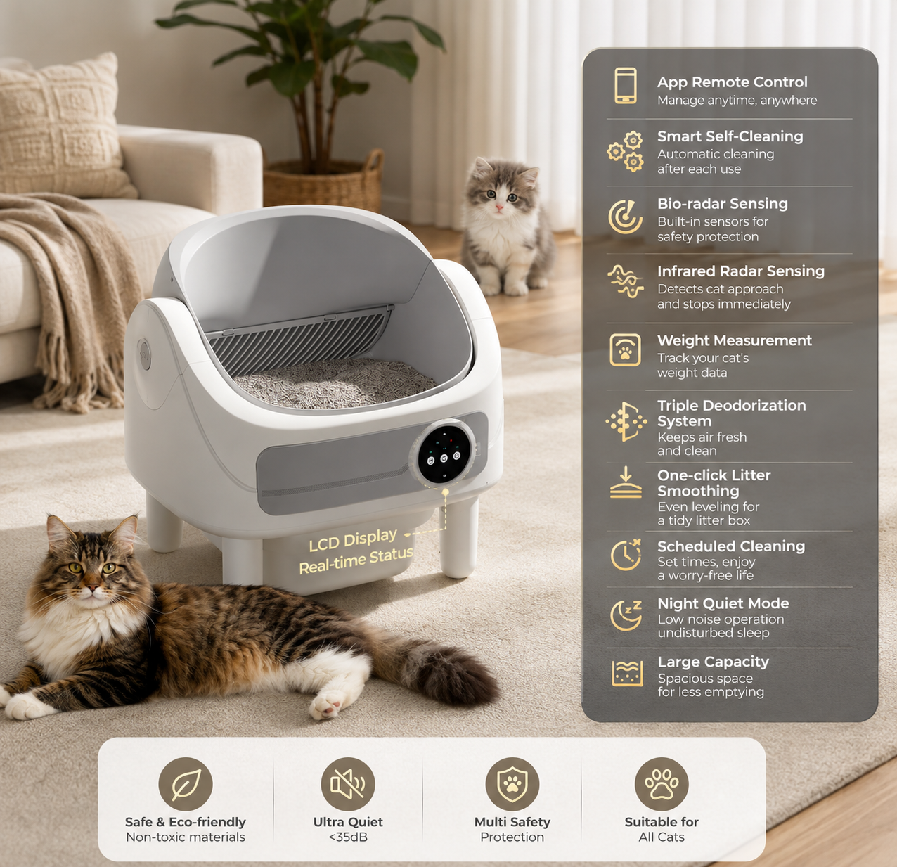 Purriva AutoClean™ Self-Cleaning Litter Box