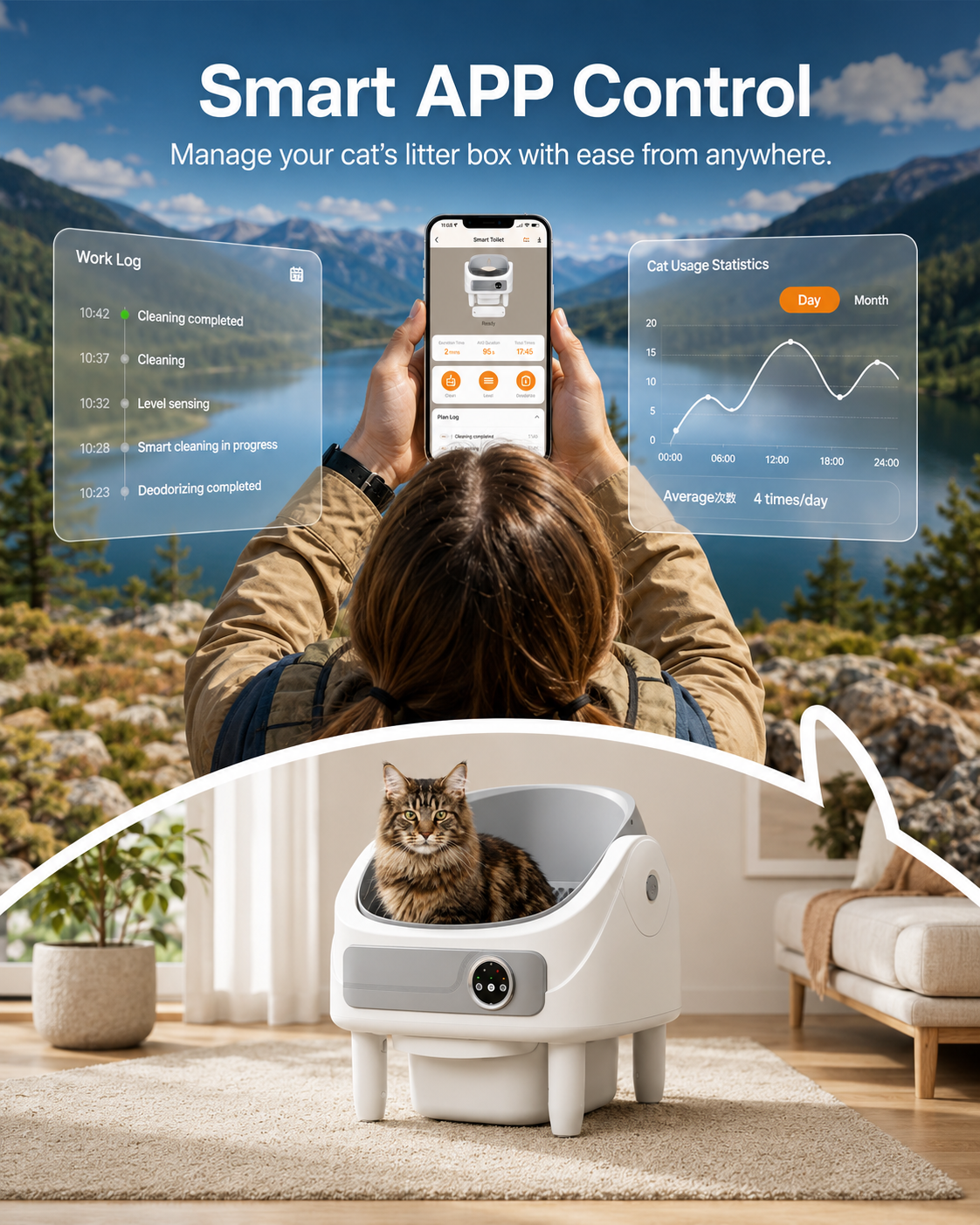 Purriva AutoClean™ Self-Cleaning Litter Box
